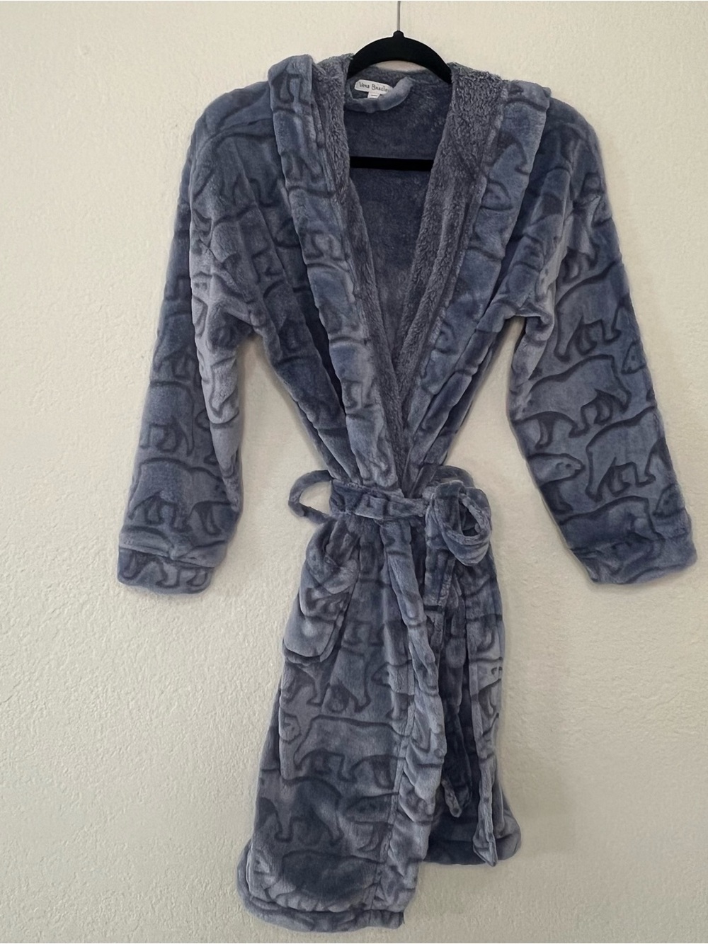 Vera‎ Bradley Blue Textured Fleece Robe Soft Merry Beary Women’s Small / Medium